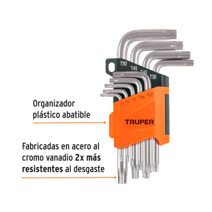 Juego de 9 llaves torx con organizador abatible TRUPER - Imagen 2