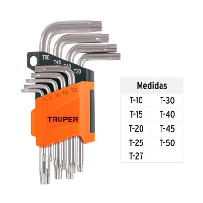 Juego de 9 llaves torx con organizador abatible TRUPER - Imagen 3
