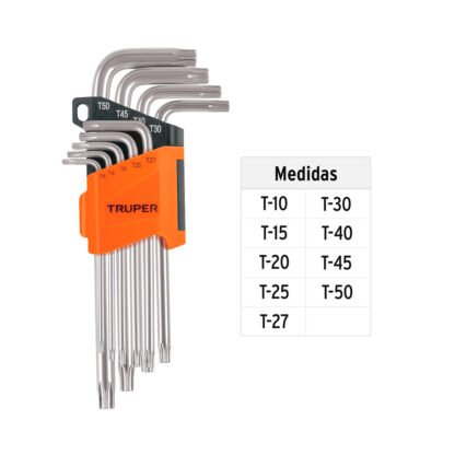 Juego de 9 llaves torx largas con organizador abatible TRUPER - Imagen 2