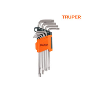 Juego de 9 llaves torx largas con organizador abatible TRUPER