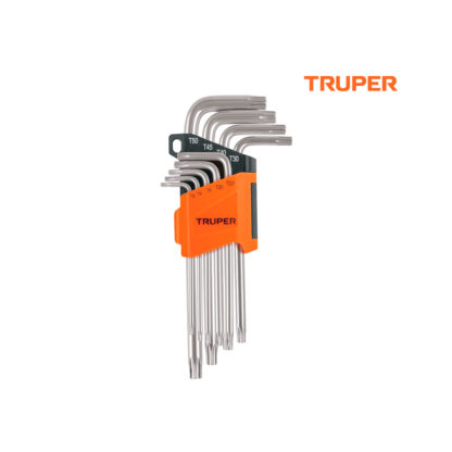 Juego de 9 llaves torx largas con organizador abatible TRUPER