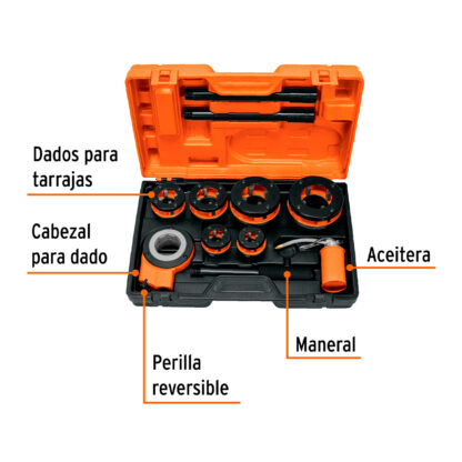 Juego de 9 tarrajas para tubo de 1/2" a 2" TRUPER - Imagen 2