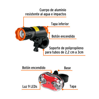 Juego de linterna delantera y trasera para bicicleta TRUPER - Imagen 2
