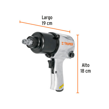 Kit de llave (pistola) de impacto 1/2" industrial, estuche plástico TRUPER - Imagen 3