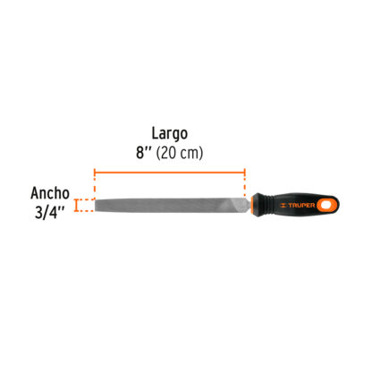 Lima plana bastarda 8" con mango Comfort Grip TRUPER - Imagen 2