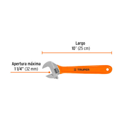 Llave francesa 10" cromada con mango de PVC TRUPER - Imagen 2