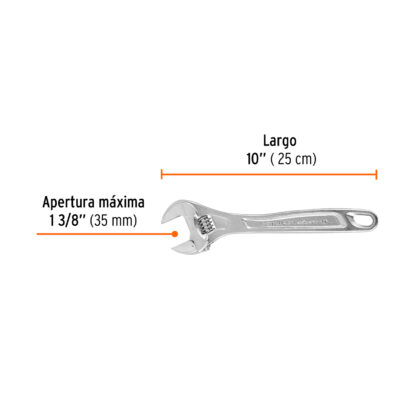 Llave francesa 10" profesional cromada TRUPER - Imagen 2
