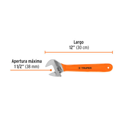 Llave francesa 12" cromada con mango de PVC TRUPER - Imagen 2