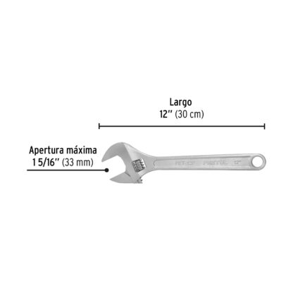 Llave francesa 12" cromada PRETUL - Imagen 2