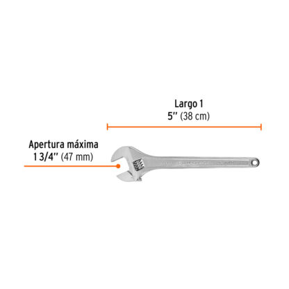 Llave francesa 15" profesional cromada TRUPER - Imagen 2