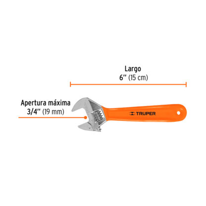 Llave francesa 6" cromada con mango de PVC TRUPER - Imagen 2