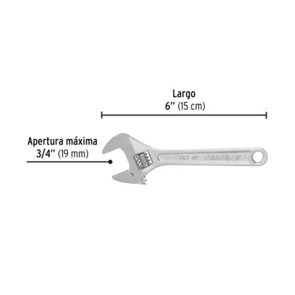 Llave francesa 6" cromada PRETUL - Imagen 2