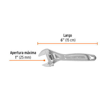 Llave francesa 6" profesional cromada TRUPER - Imagen 2
