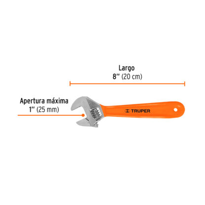 Llave francesa 8" cromada con mango de PVC TRUPER - Imagen 2