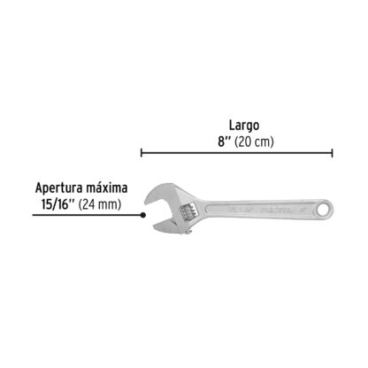 Llave francesa 8" cromada PRETUL - Imagen 2