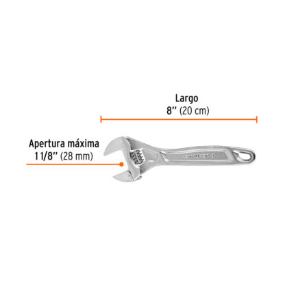 Llave francesa 8" profesional cromada TRUPER - Imagen 2