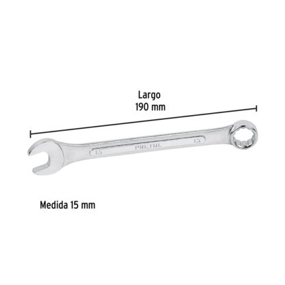 Llave mixta 15 mm x 190 mm PRETUL - Imagen 2