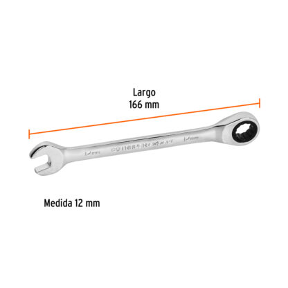 Llave mixta con ratchet 12 mm x 166 mm TRUPER - Imagen 2