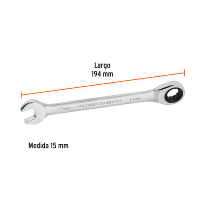 Llave mixta con ratchet 15 mm x 194 mm TRUPER - Imagen 2