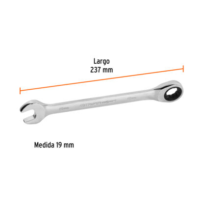 Llave mixta con ratchet 19 mm x 237 mm TRUPER - Imagen 2