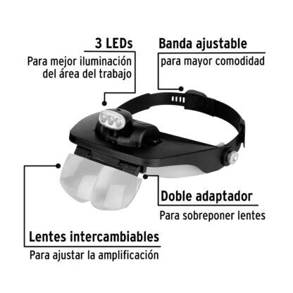 Lupa optovisor de 3 LEDs PRETUL - Imagen 3
