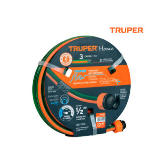 Manguera 1/2" reforzada 10 m conexiones plásticas TRUPER