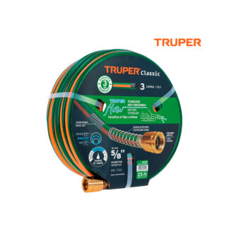 Manguera 5/8" reforzada 25 m conexiones metálicas TRUPER
