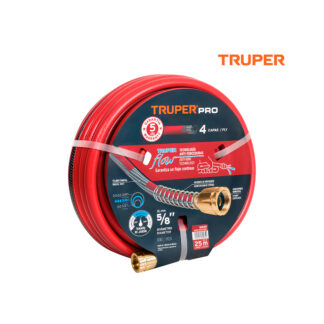 Manguera 5/8" super reforzada 25 m conexiones metálicas TRUPER