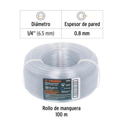 Manguera de nivel 1/4" rollo de 100 m TRUPER - Imagen 2