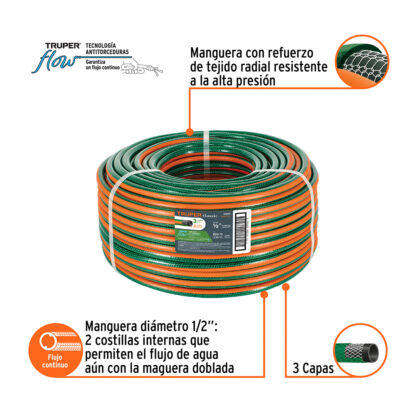 Manguera reforzada 1/2" rollo de 100 m TRUPER - Imagen 2