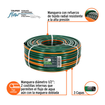 Manguera reforzada 5/8" rollo de 100 m TRUPER - Imagen 2