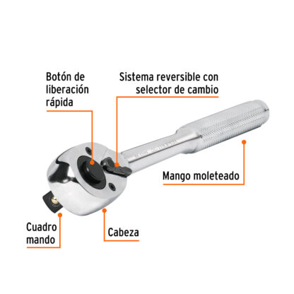 Ratchet cabeza de pera 1/2" de liberación rápida TRUPER - Imagen 2