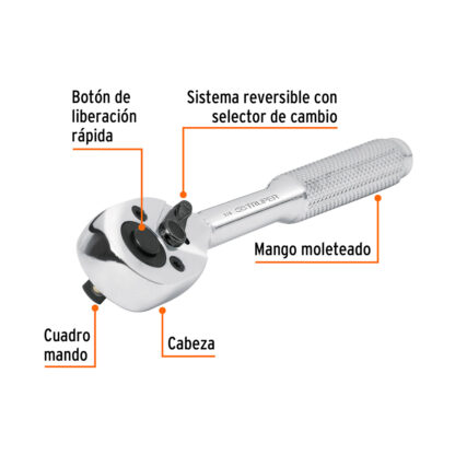 Ratchet cabeza de pera 1/4" de liberación rápida TRUPER - Imagen 2