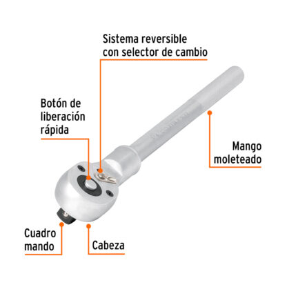 Ratchet cabeza de pera 3/4" sist. reversible liberación rápida TRUPER - Imagen 2
