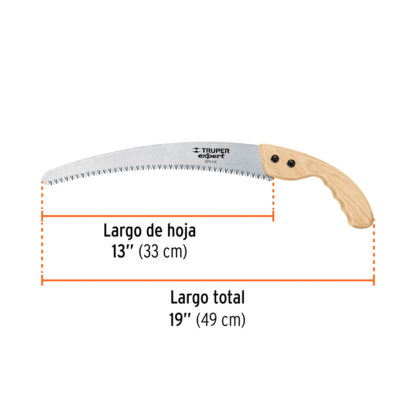 Serrucho de poda hoja curva 13" mango de madera TRUPER - Imagen 2