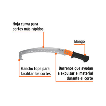 Serrucho de poda hoja curva con gancho 14" mango Comfort Grip TRUPER - Imagen 2