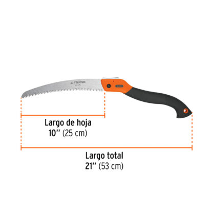 Serrucho de poda hoja curva plegable 10" mango plástico TRUPER - Imagen 2