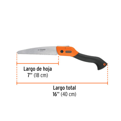 Serrucho de poda hoja recta plegable 7" mango plástico TRUPER - Imagen 2