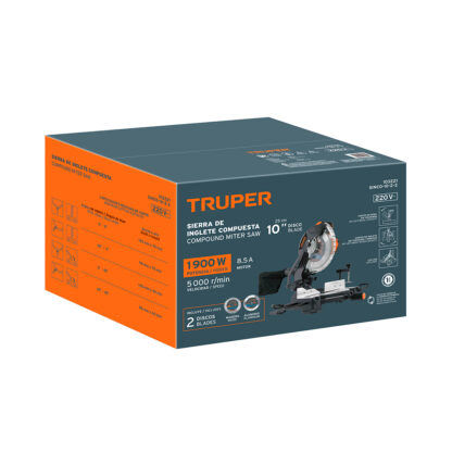 Sierra ingleteadora 10" de 1900 W compuesta para corte de madera y aluminio TRUPER - Imagen 4