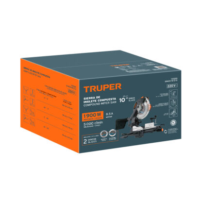 Sierra ingleteadora compuesta para corte de madera y aluminio 10" TRUPER - Imagen 4