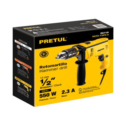 Taladro percutor 1/2", 550 W PRETUL - Imagen 4