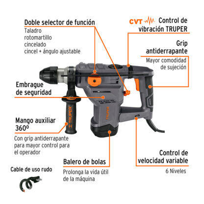 Taladro percutor SDS Plus, 5 Joules TRUPER - Imagen 2