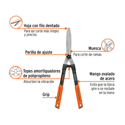 Tijera poda tipo americano 60 cm filo dentado TRUPER - Imagen 2
