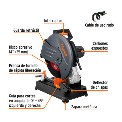 Tronzadora / cortadora de metales 14", industrial TRUPER - Imagen 2