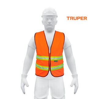 Chaleco de seguridad naranja alta visibilidad con cierre TRUPER