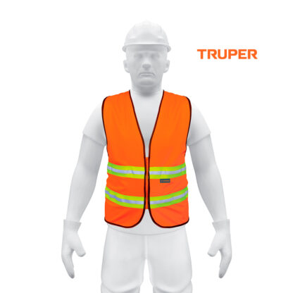 Chaleco de seguridad naranja alta visibilidad con cierre TRUPER