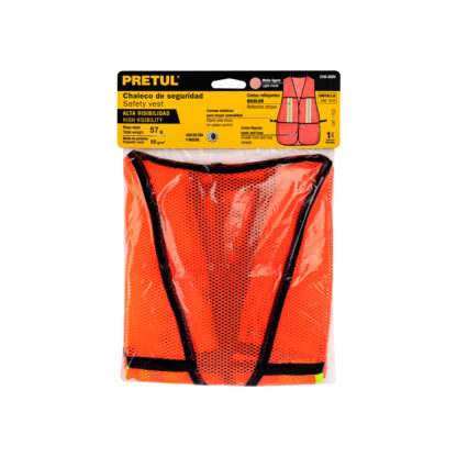 Chaleco de seguridad naranja con cintas reflejantes PRETUL - Imagen 2