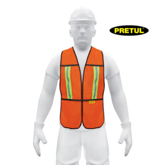 Chaleco de seguridad naranja con cintas reflejantes PRETUL