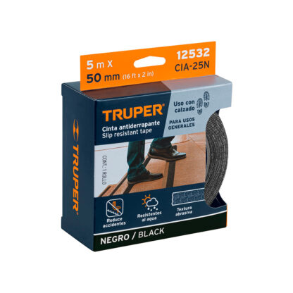 Cinta antideslizante gris con abrasivo 5m TRUPER - Imagen 4