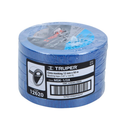 Cinta masking tape azul de 12 mm x 50 m para pintor TRUPER - Imagen 3
